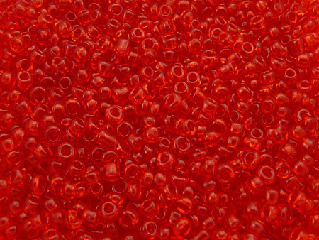 Koraliki szklane drobne, transparent ruby / 2,3mm / otwór round / 20g