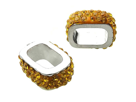 Przekładka, shamballa, Topaz, złoty / duży otwór / cyrkonie / posrebrzane / 10x6mm