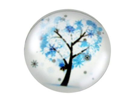 Kaboszony szklane z grafiką, K12 PT1075 / biało-niebieski / 12mm / 4szt