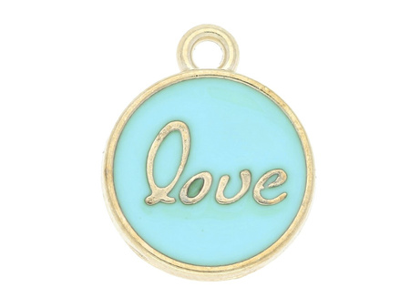 Love SweetCharm™ / zawieszka charms / 15x13x2.5mm / kolor błękitny, złoty / 2szt