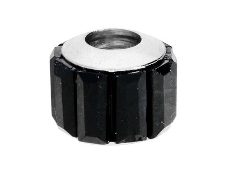 CrystaLove™ / oponka z kryształkami / przekładka / 11x11x11mm / kolor czarny / otwór 5mm / 1szt