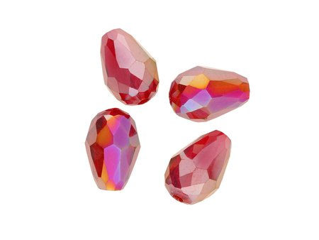 CrystaLove™ / kryształki szklane / kropla / 12x8mm / Light Siam AB / 4szt