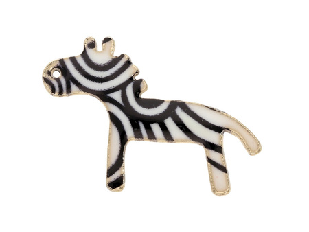 Zebra SweetCharm™ / zawieszka charms / 32x22mm / kolor KC Gold, biały, czarny / 2szt