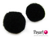 Koraliki pluszowe, czarny / pompon / kula / 15mm / 8szt