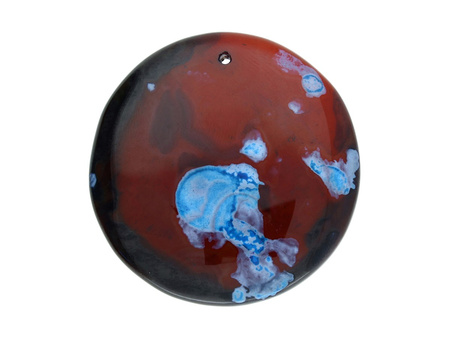 Agat / zawieszka / koło / 47x47x7mm / brązowo-niebieski / 1szt