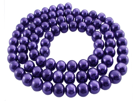 Koraliki szklane, lustrzane / ciemny fioletowy / 12mm / otwór 1,2mm / 70 koralików