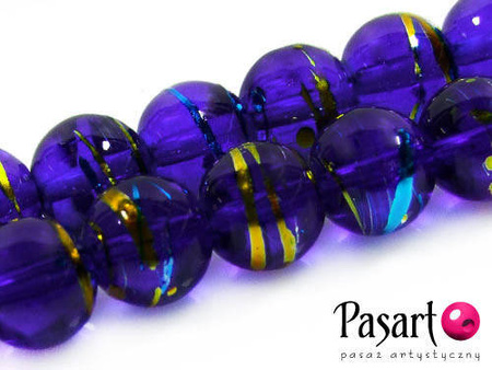 Koraliki szklane malowane , granatowe / kula / 10mm / otwór 1mm / 40szt