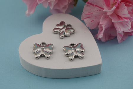 Motylek / zawieszka / stal chirurgiczna / 12x12mm / srebrny / 1szt