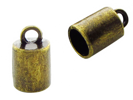 Końcówki do wklejania, okrągłe 5x9mm / kolor antyczny brąz / otwór 4mm / 10szt