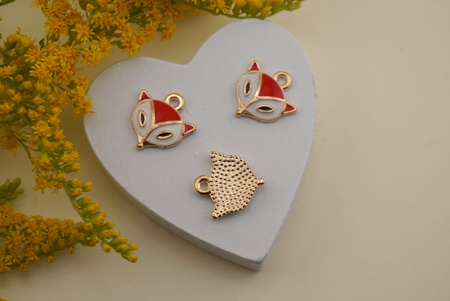 Lis rudy / zawieszka emaliowana / 13x13mm / metal / złoty / 1szt