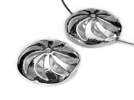 Przekładka ozdobna / ażurowa / pastylka / posrebrzana / 16x8mm / otwór 1mm / 1szt