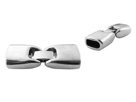 Zapięcie metalowe na klips / 38x14x8mm / srebrny / otwór 10x4mm / 1 szt
