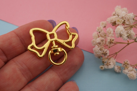 Baza breloka / kokardka / metal / 3,5x2,5cm / srebrny / 1szt