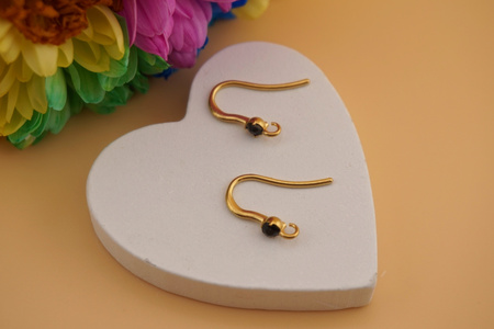 Bigle otwarte ozdobne / czarna cyrkonia / stal chirurgiczna / 11,5x14mm / złoty / 2szt