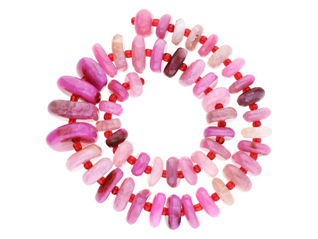 Agat / oponki nieregularne / sznur stopniowany / 14-30mm / różowo - fioletowy / 56szt