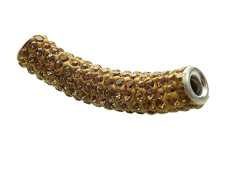 Tunel shamballa, Light ColoradoTopaz, jasny złoty, szampański /  cyrkonie /  posrebrzany / 48mm