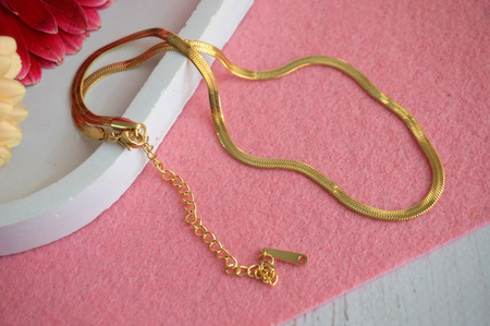 Łańcuszek choker z karabińczykiem / stal nierdzewna / 3mm / złoty / 35 + 8cm