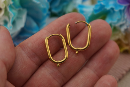 Bigle owalne z podwieszką / stal chirurgiczna / 13x21mm / złoty / 2szt