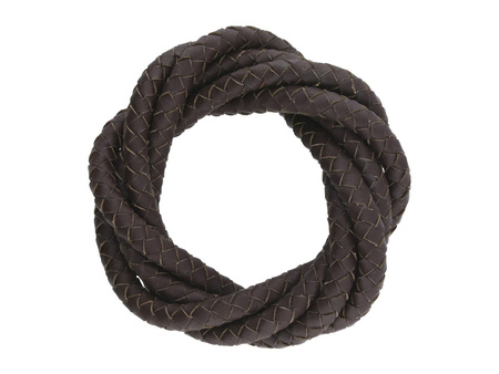 Rzemień naturalny / okrągły / pleciony / 4mm / brązowy / 20cm