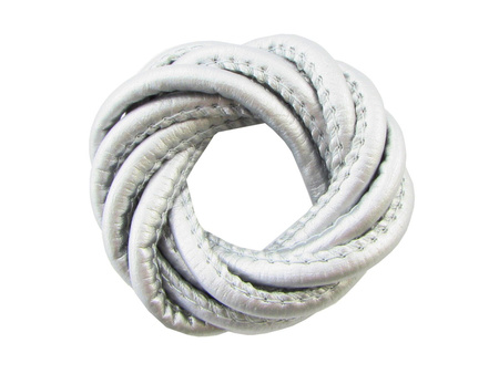 Rzemień ekologiczny / gładki / metaliczny / jasny srebrny / 5x7mm / 1m