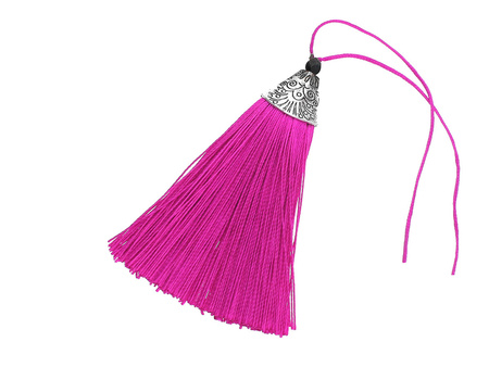 Chwost z nici wiskozowych / z płaską końcówką / 80mm / srebrny, fuksja / 1szt