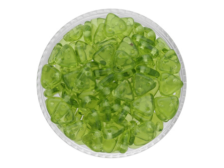 CZECHMATES™ / koraliki szklane / Triangle / 6mm / Transparent / Olivine / 5g