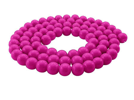 Koraliki powlekane 12mm / kula / ciemny różowy / otwór 1.2mm / 1 sznur / 70 koralików