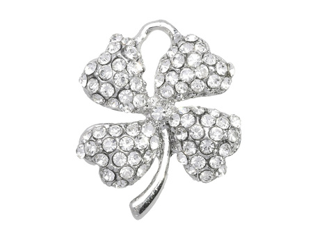 Koniczynka Glamm™ / zawieszka charms / 45 cyrkonii / 21.5x17.5x3.5 / kolor srebrny / 1szt