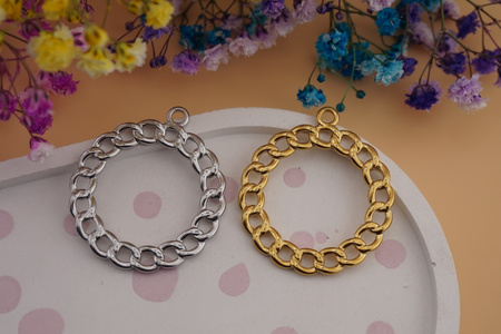 Koło ozdobne / zawieszka ze stali chirurgicznej / 36x14mm / złoty / 1szt