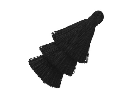 Chwost z nici wiskozowych / potrójny / 70mm / główka 7mm / czarny / 1szt