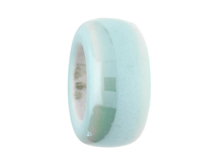 Koraliki ceramiczne / oponka / 9.5x19x19mm / kolor miętowy / otwór 11mm / 2szt