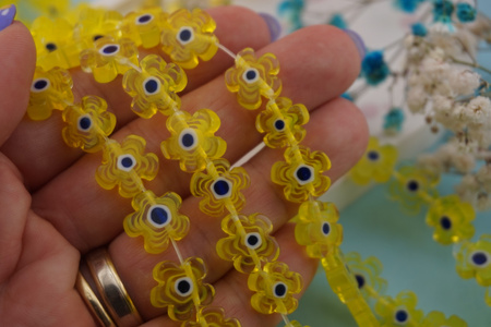 Żółty kwiatek / szkło lampwork / 10x10mm / 2szt