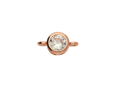Łącznik z kryształem cyrkonia / stal chirurgiczna / 11x6mm / otwór 1.5mm / rose gold / 1szt