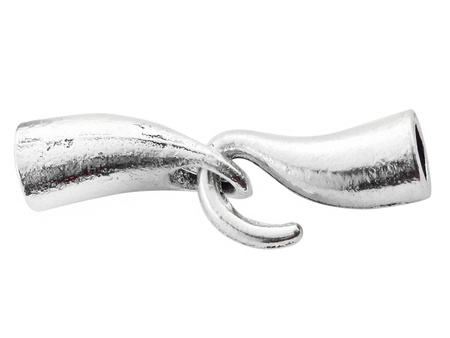 Zapięcie ozdobne, zapinane na haczyk / srebrny, postarzany / 18x6mm+18x6mm / otwór 4mm / 1szt