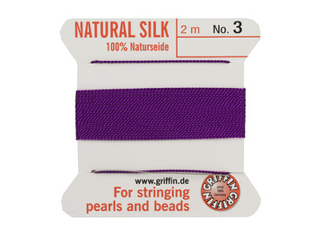 GRIFFIN™ / nić jedwabna z igłą / 0.35mm / amethyst / 2m