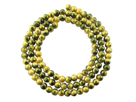 Koraliki Galaxy™ kula 8mm / oliwkowy, złoty / pokryte złoty pyłem / otwór 1mm / 110 koralików