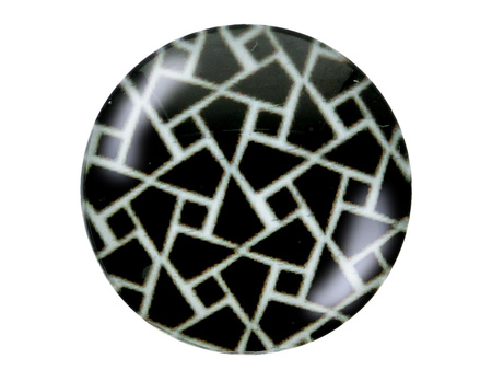 Kaboszon szklany z grafiką K14 PT1423 / biało-czarny / 14mm / 4szt