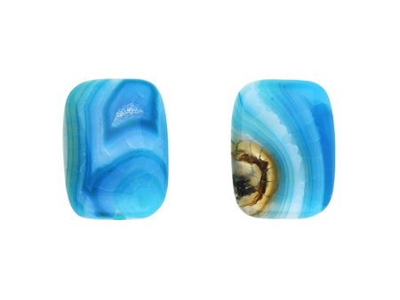 Agat / płytka / 18x13x6mm / niebiesko-biały / 2szt