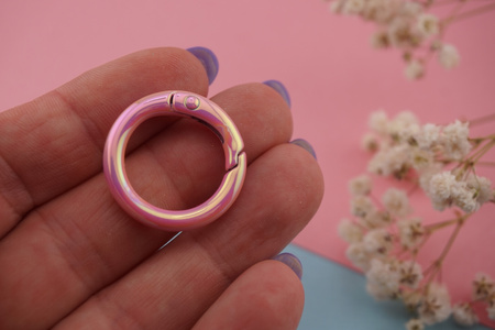 Baza breloka / kółko / metal / 25x25mm / baby pink / 1szt