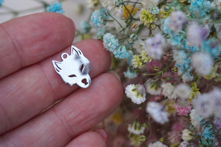 Głowa wilka / zawieszka / stal chirurgiczna / 12x15mm / srebrny / 1szt