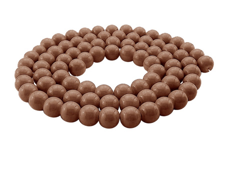 Koraliki szklane powlekane 12mm / kula / brązowy, kakaowy / otwór 1.6mm / 1 sznur / 70 koralików