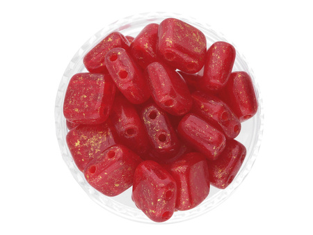 CZECHMATES™ / Tile Bead / 6mm / Gold Marbled / Oxblood / 30szt