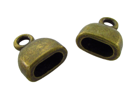 Końcówki do wklejania, owalne 13x11mm / kolor antyczny brąz / otwór 4x8mm / 1szt