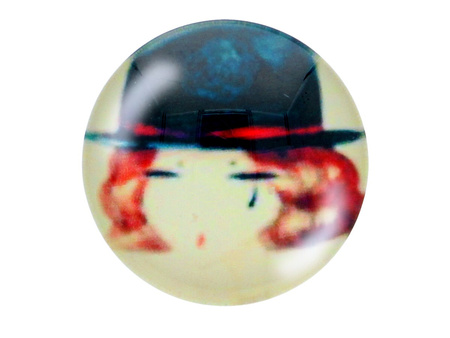 Kaboszon szklany z grafiką K14 PT1326 / kremowy / 14mm / 4szt