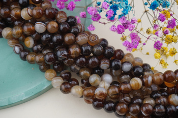 Agat Pasiasty Coffe / kula / 8mm / sznur / około 45szt