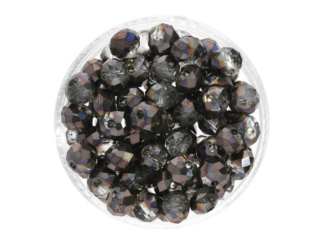 CrystaLove™ / kryształki szklane / rondelle / 6x8mm / grafitowy / transparentny / lustrzany/72szt