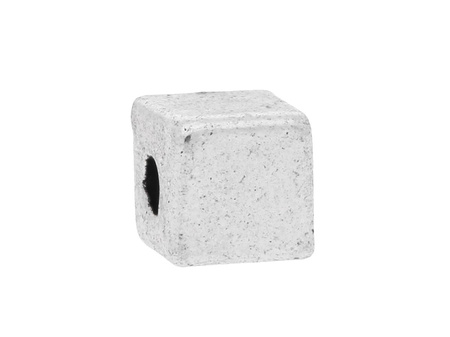 Kostka / przekładka / 4x4x4mm / srebrny / otwór 1mm / 20szt