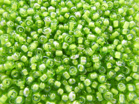 Koraliki szklane drobne, inside / green / 2,3mm / otwór round / 20g