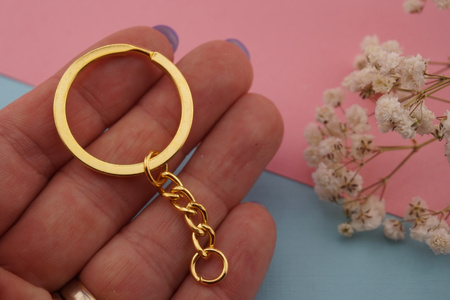 Baza breloka / kółeczko z łańcuszkiem / metal / 3cm kółeczko / złoty / 1szt
