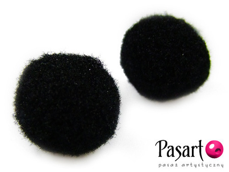 Koraliki pluszowe, czarny / pompon / kula / 15mm / 8szt